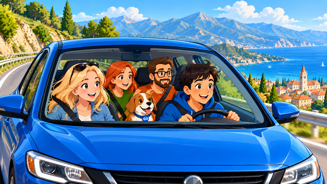 Personas viajando en coche hacia su destino